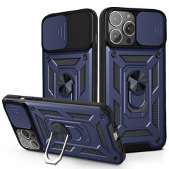 Cache de caméra coulissante Design TPU + PC Cas de protection pour iPhone 13 Pro (Bleu)