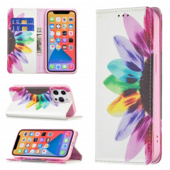 Motif de dessin coloré Invisible Horizontal Horizontal Boîtier en cuir PU avec support & carte Slots & Portefeuille pour iPhone 13 Pro (fleur de soleil)