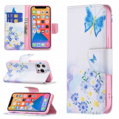 Motif de dessin coloré Horizontal Flip Cuir Case avec support & Card Slots & Portefeuille pour iPhone 13 Pro (amour papillon)