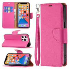 Texture de Litchi Couleur Pure Couleur Horizontal Horizontal Horizons avec support & Card Slots & Portefeuille et longe pour iPhone 13 (Rose Rouge)