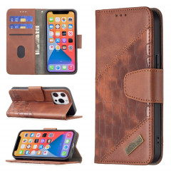 Pour iPhone 13 Correspondance Color Color Crocodile Texture Horizontal Flip PU Housse en cuir PU avec portefeuille et porte-cartes (brun)