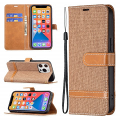 Couleur Correspondance Texture Denim Texture Horizontale Étui en cuir Flip avec support & Card Slots & Portefeuille et longe pour iPhone 13 Mini (Brown)