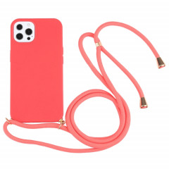 Matériau de paille de blé + TPU Case antichoc avec lanière à cou pour iPhone 13 Pro (rouge)