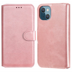 CLASSIC CALF TEXTURE PU + TPU Horizontal Horizontal Coating avec porte-carte et portefeuille pour iPhone 13 mini (or rose)