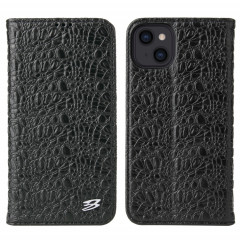 Fierre Shann Crocodile Texture magnétique Horizontal Horizontal Véritable étui en cuir avec support et fente pour carte pour iPhone 13 (noir)