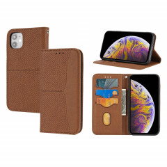 Texture tissée Couture Magnétique Horizontal Horizontal Boîtier en cuir PU avec porte-carte et portefeuille et lanière pour iPhone 13 (Brown)