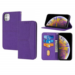 Texture tissée Couture Magnétique Horizontal Horizontal Boîtier en cuir PU avec porte-carte et portefeuille et longe pour iPhone 13 (violet)