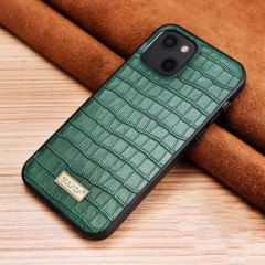 Sulada Crocodile Texture TPU Cas de protection pour iPhone 13 (vert foncé)