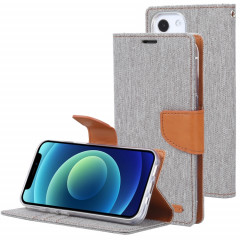 Diary Toile de Goosperie Texture Texture Texture Horizontale Horizontal Toam Coffret avec porte-carte et portefeuille pour iPhone 13 (gris)