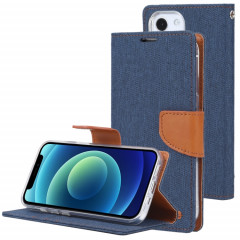 Diary Toile de Goosperie Texture Texture Texture Horizontale Horizontal Toas Cuir avec support & Card Slots & Portefeuille pour iPhone 13 (bleu marine)