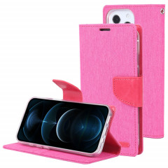Diary Toile de Goosperie Texture Croix Texture Horizontal Horizontal Cuir Coffret avec porte-carte et portefeuille pour iPhone 13 Pro (Rose Rouge)