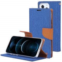 Diary Toile de Goosperie Texture Croix Texture Horizontale Horizontal Cuir Toot avec porte-cartes et portefeuille pour iPhone 13 Pro (Bleu)