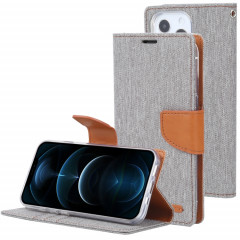 HOBOSPERY TOIVAS Diary Texture Texture Horizontale Horizontal Toam Coating avec porte-cartes et portefeuille pour iPhone 13 Pro (gris)