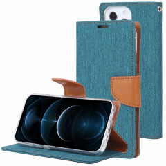 Diary Toile de Goosperie Texture Croix Texture Horizontale Horizontal Cuir Toot avec porte-cartes et portefeuille pour iPhone 13 Pro (Vert)
