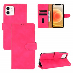 Couleur de couleur unie Senteuse Boucle magnétique Horizontal Flip Valf Texture PU Coque en cuir avec support & Card Slots & Portefeuille pour iPhone 13 (Rose Rouge)