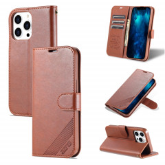 Texture de mouton AZNS Texture horizontale Horizontal Toam Coating avec support et portefeuille et portefeuille pour iPhone 13 PRO (Brown)