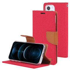 HOBOSPERY TOIVAS Diary Toile Texture Horizontale Flip PU Housse en cuir PU avec support & carte Slots & Portefeuille pour iPhone 13 (rouge)