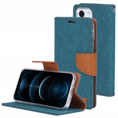 HOBOSPERY Toile Diary Toile Texture Texture Horizontale Étui en cuir PU avec support & Card Slots & Portefeuille pour iPhone 13 (Vert)