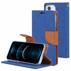 HOBOSPERY TOIVAS Diary Toile Texture Texture Horizontale Flip PU Coque en cuir PU avec porte-carte et portefeuille pour iPhone 13 (bleu)
