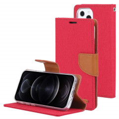 Toile de toile de goosperie Toile Texture Texture horizontale Boîtier en cuir PU avec porte-carte et portefeuille pour iPhone 13 Pro (rouge)