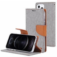 Toile de canevas Goospery Toile Texture Texture horizontale Étui en cuir PU avec support & carte Slots & Portefeuille pour iPhone 13 PRO (gris)