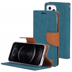 HOBOSPERY Toile Diary Toile Texture Texture Horizontale Étui en cuir PU avec support & carte Slots & Portefeuille pour iPhone 13 Pro (Vert)