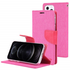 HOBOSPERY Toile Journal Toile Texture Texture Horizontale Flip PU Coque en cuir PU avec porte-cartes et portefeuille pour iPhone 13 Pro (Rose Rose)