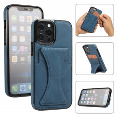 Boîtier de protection anti-achats ultra-mince avec support et fonction magnétique métallique pour iPhone 13 Pro (Bleu)