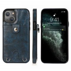 Cuir PU antichoc + étui de protection TPU avec emplacement de carte et longe pour iPhone 13 Pro (Bleu)