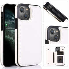 Boîtier de protection PU à double boucle antichoc avec machines à sous cartes et support pour iPhone 13 Pro (Blanc)