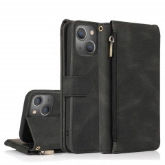 Sac à la peau Crazy Horse Texture Zipper Portefeuille Sac à portefeuille Horizontal Horizontal Flip Coating avec porte-carte Slots & Portefeuille et longe pour iPhone 13 PRO (Noir)