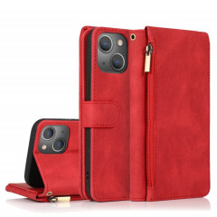 Texture de la peau Crazy-Senteur Crazy Horse Texture Fermeture à glissière Portefeuille Horizontal Flip Cuir Coffret avec support & Card Slots & Portefeuille et longe pour iPhone 13 Pro (rouge)