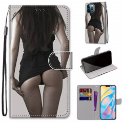 Dessin coloré Texture Texture Horizontale Flip PU Coque en cuir PU avec porte-carte et portefeuille et lanière pour iPhone 13 Pro (Upskirt)