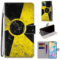 Dessin coloré Texture Croix Texture Horizontale Étui en cuir PU avec porte-carte et portefeuille et lanière pour iPhone 13 Pro (logo noir jaune)