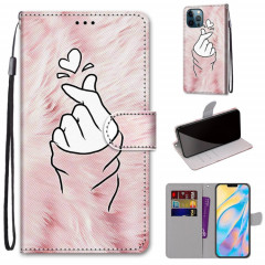 Dessin coloré Texture Croix Horizontal Flip PU Coque en cuir PU avec support & carte Slots & Portefeuille et longe pour iPhone 13 PRO (Hard Rose Heart)