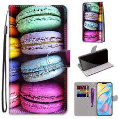 Dessin coloré Texture Texture horizontale Étui en cuir PU avec support & carte Slots & Portefeuille et longe pour iPhone 13 Pro (gâteaux colorés)