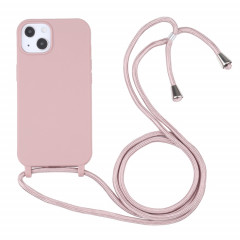 Couleurs de bonbons TPU Cas de protection avec lanière pour iPhone 13 Mini (Rose Gold)
