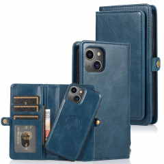 Boîtier de flip horizontal horizontal magnétique puissant avec machines à sous cartes et portefeuille pour iPhone 13 Pro (Bleu)