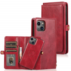 Boîtier à bascule horizontal horizontal magnétique puissant avec machines à sous et portefeuille pour iPhone 13 Pro (rouge)