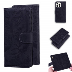 Modèle de gaufrage de tigre Horizontal Flip Cuir Case avec porte-cartes et portefeuille pour iPhone 13 Pro (Noir)