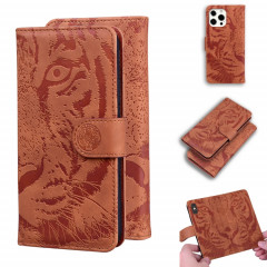Modèle de gaufrage de tigre Horizontal Flip Cuir Housse avec porte-carte et portefeuille pour iPhone 13 PRO (Brown)