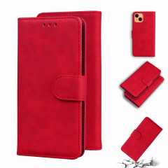 Peau Sentence Couleur pure Horizontal Flip Coating Coque avec support & Card Slots & Portefeuille pour iPhone 13 (rouge)