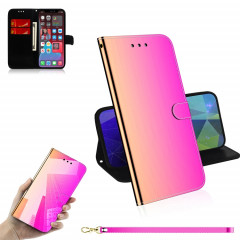 Surface de miroir imitée Horizontal Flip Cuir Toot avec support & carte Slots & Portefeuille et longe pour iPhone 13 Pro (couleur gradient)