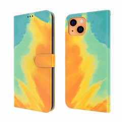 Motif aquarelle Horizontal Flip Cuir Housse avec support et portefeuille pour iPhone 13 (feuille d'automne)