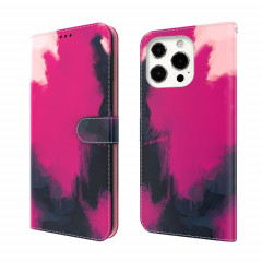 Aquarelle Motif Horizontal Horizontal Cuir Coating avec support et portefeuille et portefeuille pour iPhone 13 Pro (couleur Berry)