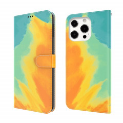 Modèle d'aquarelle Horizontal Flip Cuir Housse avec support et portefeuille pour iPhone 13 Pro (feuille d'automne)