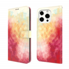 Modèle d'aquarelle Horizontal Flip Cuir Case avec support et portefeuille pour iPhone 13 Pro (Cerise de printemps)