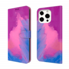 Motif aquarelle Horizontal Flip Cuir Case avec support et portefeuille pour iPhone 13 Pro (rouge violet)