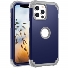 Coque de protection en silicone 3 en 1 à 1 sur 1 pour iPhone 13 (bleu marine + gris)