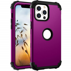 3 en 1 PC + Cas de protection en silicone pour iPhone 13 (violet foncé + noir)